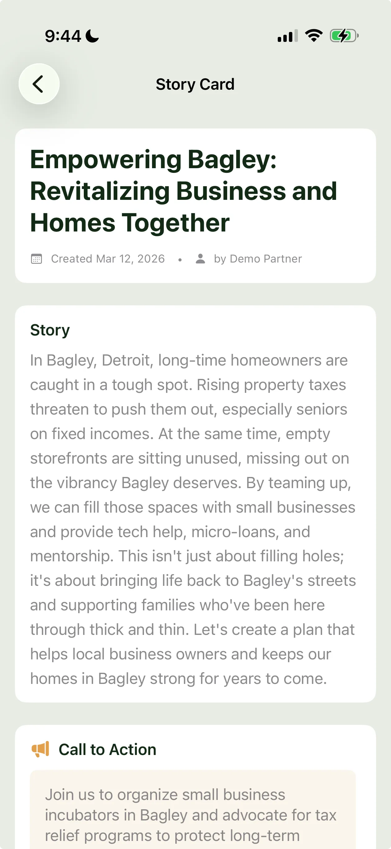CommonSight generated story card
