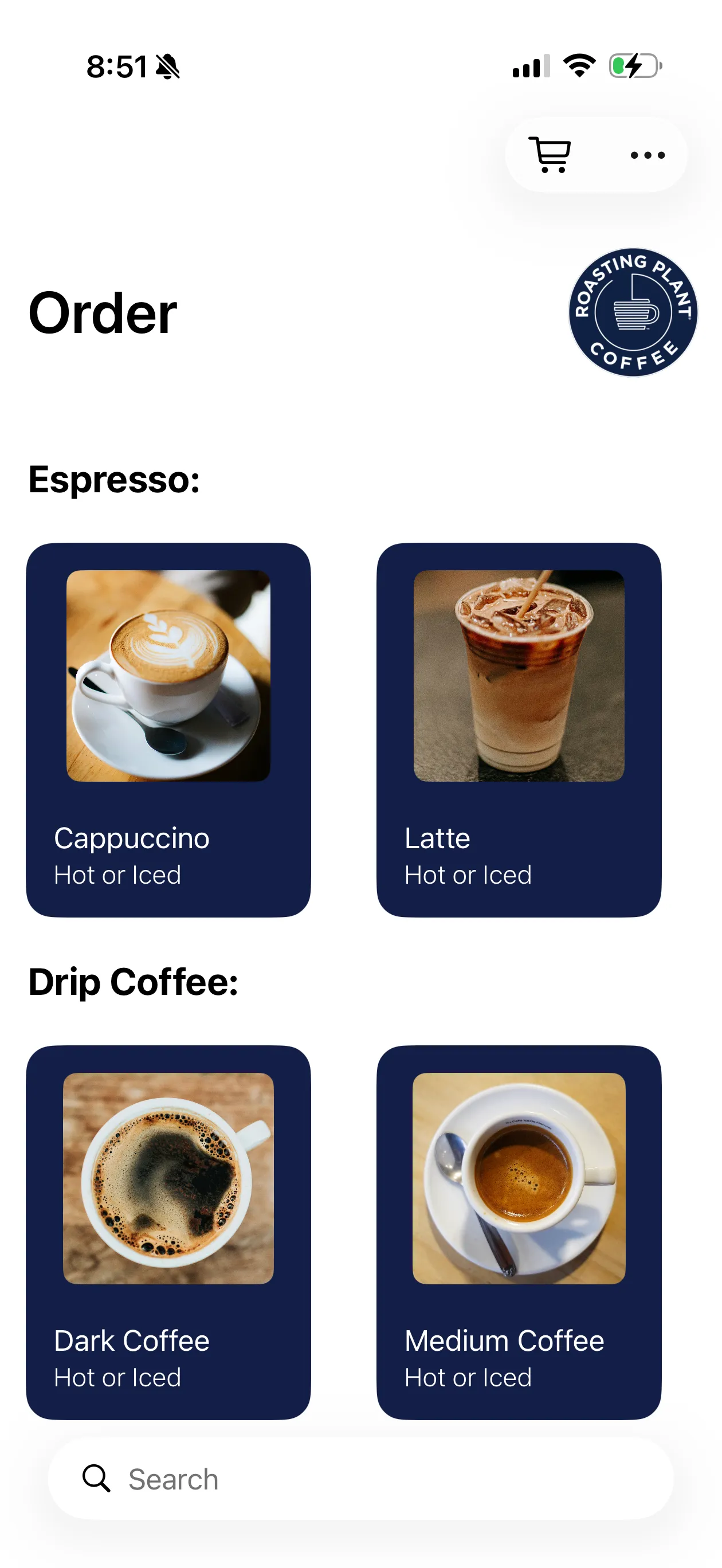 Roasting Plant order menu
